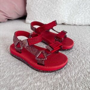 Mini Melissa + Rider Papete Red Glitter Sandals Strappy Toddler Girls Size 8